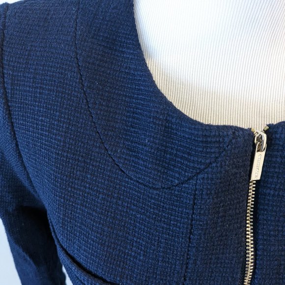 Navy Zip Front Blazer - Picture 3 of 5